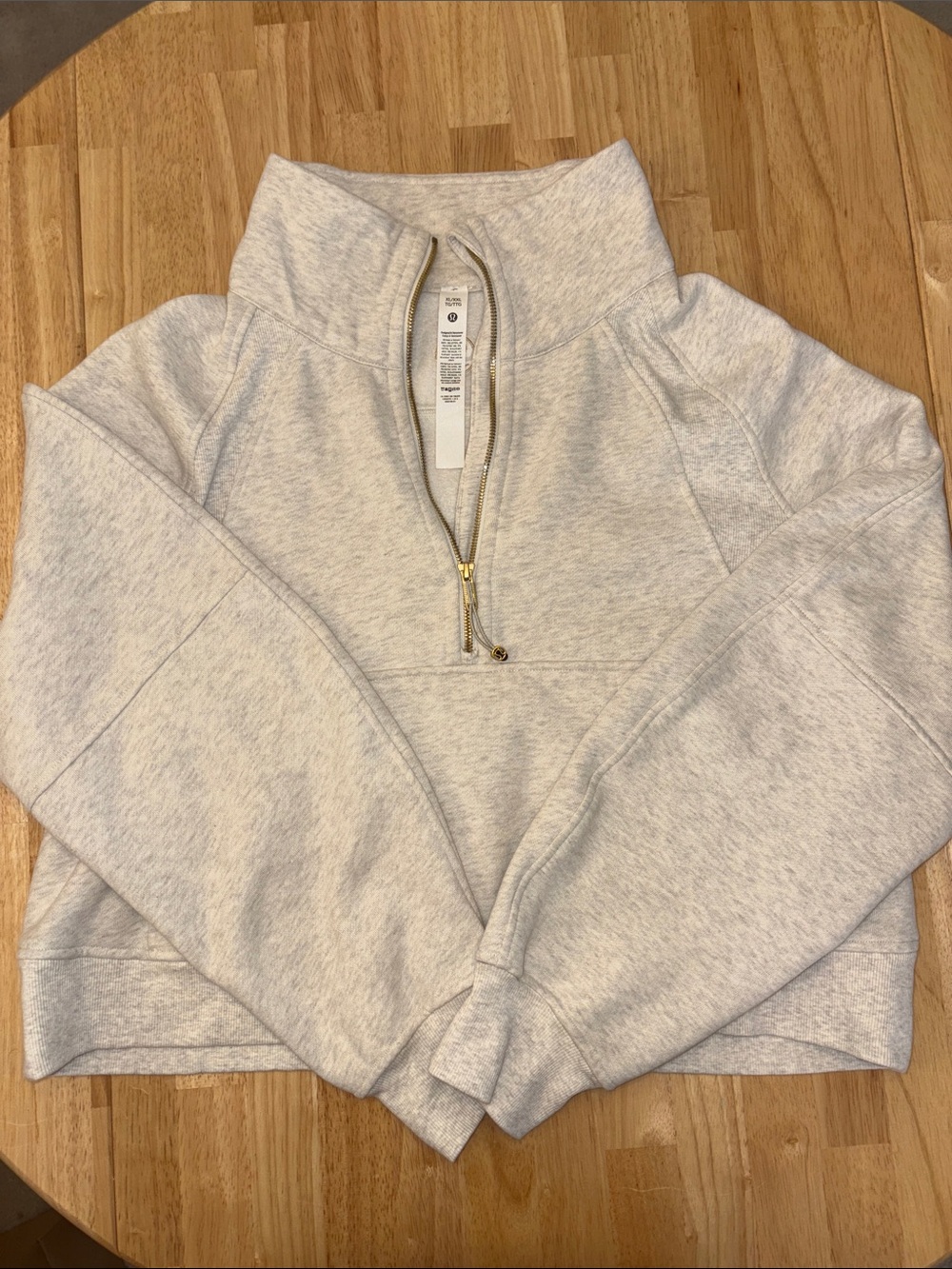 lululemon athletica Heather Oat and Gold Scuba Oversized Half-Zip Funnel Neck